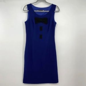 Love Moschino Sleeveless Sheath Dress Womens Size 6 Blue with Black Bow Detail